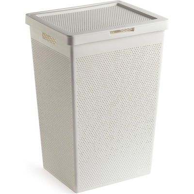 Tatay Bohol Laundry Basket with Lid, 60 Litre, Polypropylene, BPA-Free, 100% Recycled Plastic, White, 42.5 x 35.5 x 62 cm