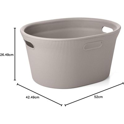 Tatay Baobab Ecohome Laundry Basket with Lid, 35L Capacity, Polypropylene, BPA-Free, 100% Recycled Plastic, Taupe, Dimensions: 52 x 42.5 x 26.5 cm