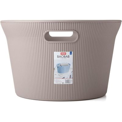 Tatay Baobab Ecohome Laundry Basket with Lid, 35L Capacity, Polypropylene, BPA-Free, 100% Recycled Plastic, Taupe, Dimensions: 52 x 42.5 x 26.5 cm