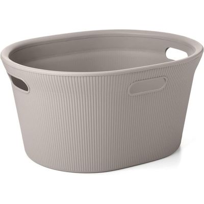 Tatay Baobab Ecohome Laundry Basket with Lid, 35L Capacity, Polypropylene, BPA-Free, 100% Recycled Plastic, Taupe, Dimensions: 52 x 42.5 x 26.5 cm