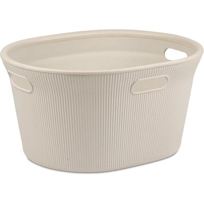 Tatay Baobab Ecohome Laundry Basket with Lid, 35L Capacity, Polypropylene, BPA-Free, 100% Recycled Plastic, Beige, Dimensions: 52 x 42.5 x 26.5 cm