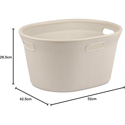 Tatay Baobab Ecohome Laundry Basket with Lid, 35L Capacity, Polypropylene, BPA-Free, 100% Recycled Plastic, Beige, Dimensions: 52 x 42.5 x 26.5 cm