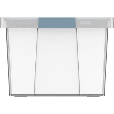 Tatay Storage Box with Lid, 35L Capacity, with Handles, Recycled Pp Lid, Transparent, Bpa Free, Blue Mist. Measures 37 X 51 X 26 Cm