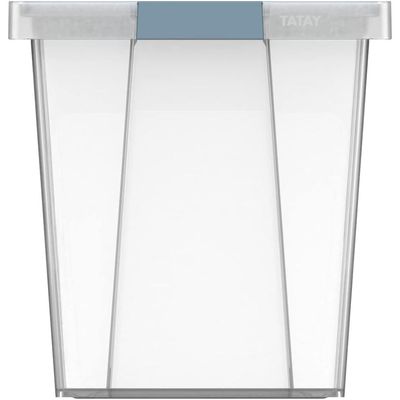 Tatay Storage Box with Lid, 15L Capacity, with Handles, Recycled Pp Lid, Transparent, Bpa Free, Blue Mist. Measures 25 X 36 X 26 Cm