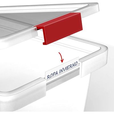 Tatay Storage Box with Lid, 15L Capacity, with Handles, Recycled Pp Lid, Transparent, Bpa Free, Red. Measures 25 X 36 X 26 Cm