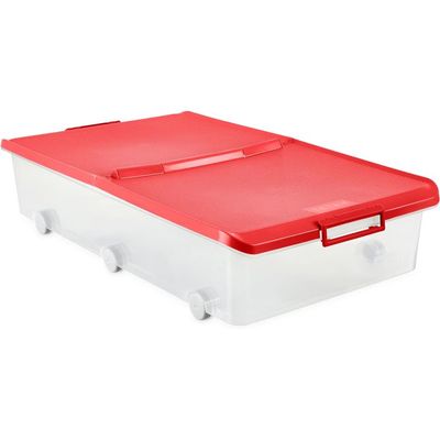Tatay Underbed Storage Box, 63 Liter Capacity, Red