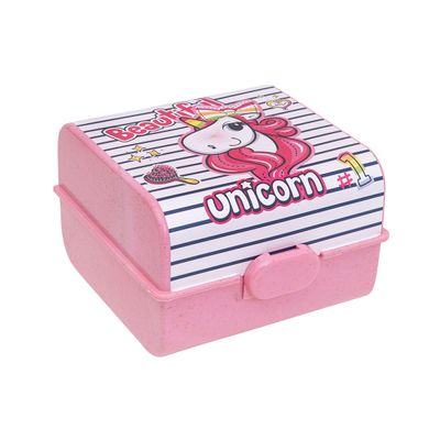 Herevin Unicorn Printed Pink Lunch Box for Kids – BPA-Free Polypropylene (PP) Food Container with Snap Lock Lid, 860 ml