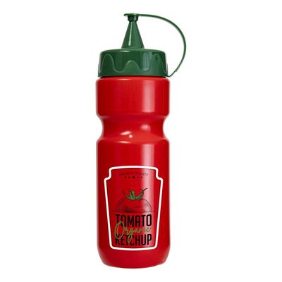 Herevin 660ml Tomato Ketchup Dispenser Bottle - Red Decorated BPA-Free PP & PE Squeeze Bottle for Ketchup, Sauces & Condiments