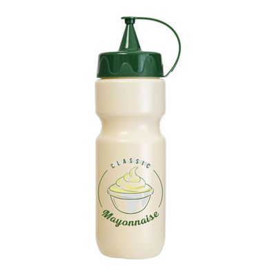 Herevin 660ml Classic Mayonnaise Dispenser Bottle - Beige Decorated BPA-Free PP & PE Squeeze Bottle for Mayo, Sauces, and Condiments