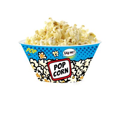 Herevin 750ml Blue Popcorn Printed Snack Bowl – BPA-Free Polypropylene (PP) Durable & Lightweight Bowl for Popcorn, Chips, Namkeen & Snacks
