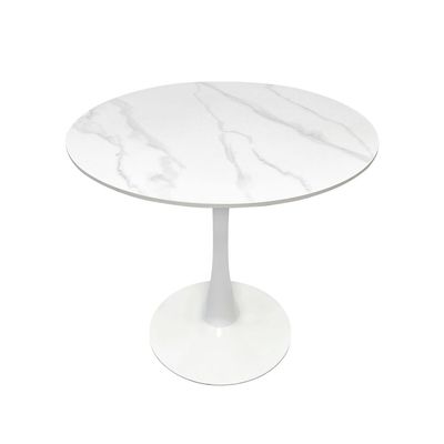 Maple Home Dining Table Modern Marble Patten Metal Base Kitchen Dining Restaurant Table  L70xW70xH74 - White