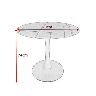 Maple Home Dining Table Modern Marble Patten Metal Base Kitchen Dining Restaurant Table  L70xW70xH74 - Grey