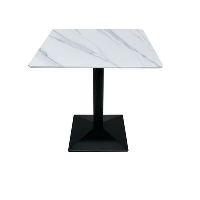 Maple Home Dining Table Modern Marble Patten Metal Base Kitchen Dining Restaurant Table  L70xW70xH74 - White