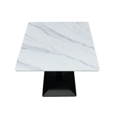 Maple Home Dining Table Modern Marble Patten Metal Base Kitchen Dining Restaurant Table  L70xW70xH74 - White