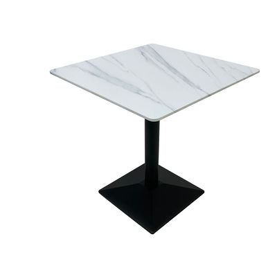 Maple Home Dining Table Modern Marble Patten Metal Base Kitchen Dining Restaurant Table  L70xW70xH74 - White