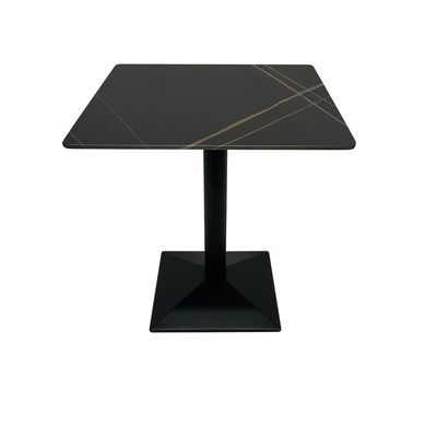 Maple Home Dining Table Modern Marble Patten Metal Base Kitchen Dining Restaurant Table  L70xW70xH74 - Black