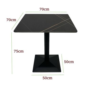 Maple Home Dining Table Modern Marble Patten Metal Base Kitchen Dining Restaurant Table  L70xW70xH74 - Black