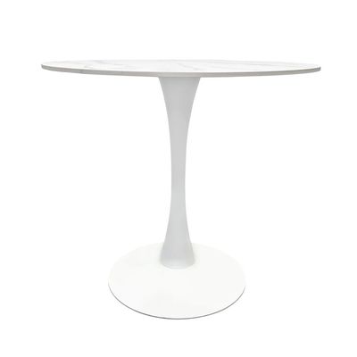 Maple Home Dining Table Modern Marble Patten Metal Base Kitchen Dining Restaurant Table  L80xW80xH76 - White