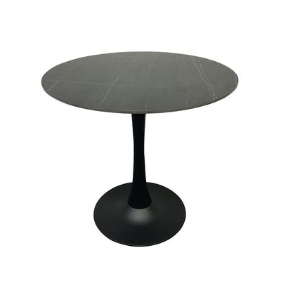 Maple Home Dining Table Modern Marble Patten Metal Base Kitchen Dining Restaurant Table  L80xW80xH76 - Grey