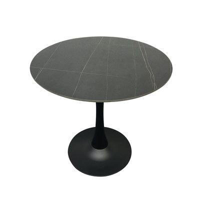 Maple Home Dining Table Modern Marble Patten Metal Base Kitchen Dining Restaurant Table  L80xW80xH76 - Grey