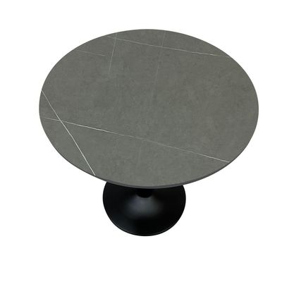 Maple Home Dining Table Modern Marble Patten Metal Base Kitchen Dining Restaurant Table  L80xW80xH76 - Grey