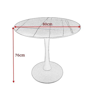 Maple Home Dining Table Modern Marble Patten Metal Base Kitchen Dining Restaurant Table  L80xW80xH76 - Black