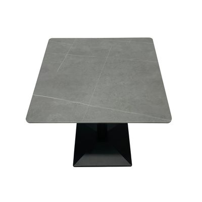 Maple Home Dining Table Modern Marble Patten Metal Base Kitchen Dining Restaurant Table  L80xW80xH75 - Grey