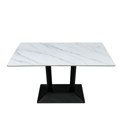 Maple Home Dining Table Modern Marble Patten Metal Base Kitchen Dining Restaurant Table  L120xW70xH75 - White