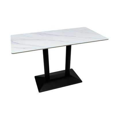 Maple Home Dining Table Modern Marble Patten Metal Base Kitchen Dining Restaurant Table  L120xW70xH75 - White