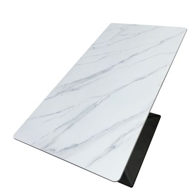 Maple Home Dining Table Modern Marble Patten Metal Base Kitchen Dining Restaurant Table  L120xW70xH75 - White