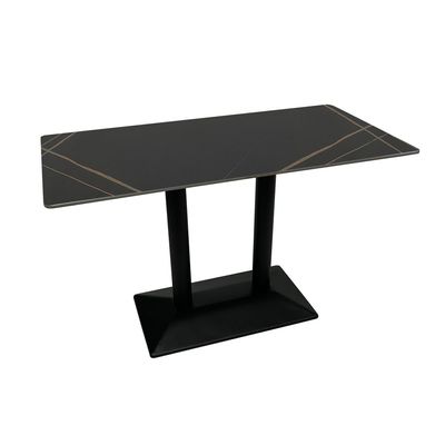 Maple Home Dining Table Modern Marble Patten Metal Base Kitchen Dining Restaurant Table  L120xW70xH75 - Black