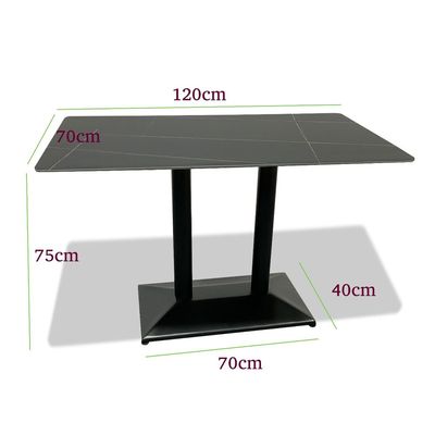 Maple Home Dining Table Modern Marble Patten Metal Base Kitchen Dining Restaurant Table  L120xW70xH75 - Black