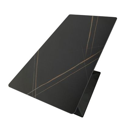 Maple Home Dining Table Modern Marble Patten Metal Base Kitchen Dining Restaurant Table  L120xW70xH75 - Black