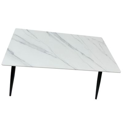 Maple Home Dining Table Modern Marble Patten Metal Base Kitchen Dining Restaurant Table  L140xW80xH75 - White