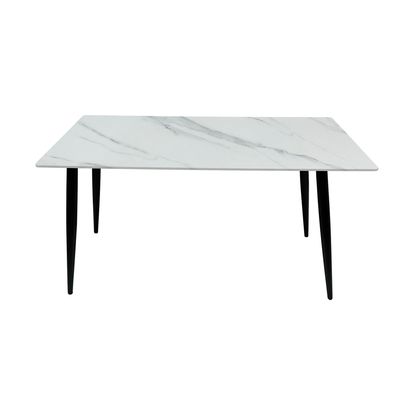 Maple Home Dining Table Modern Marble Patten Metal Base Kitchen Dining Restaurant Table  L140xW80xH75 - White