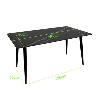 Maple Home Dining Table Modern Marble Patten Metal Base Kitchen Dining Restaurant Table  L140xW80xH75 - White