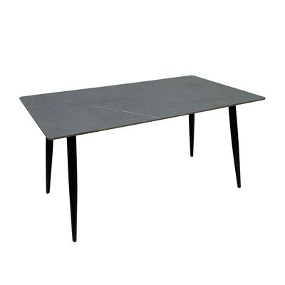 Maple Home Dining Table Modern Marble Patten Metal Base Kitchen Dining Restaurant Table  L140xW80xH75 - Grey