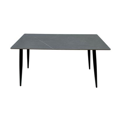 Maple Home Dining Table Modern Marble Patten Metal Base Kitchen Dining Restaurant Table  L140xW80xH75 - Grey
