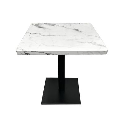 Maple Home Dining Table Granite Body Marble Patten Metal Base Kitchen Dining Restaurant Table  L70xW70xH75 - White