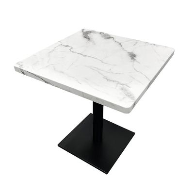 Maple Home Dining Table Granite Body Marble Patten Metal Base Kitchen Dining Restaurant Table  L70xW70xH75 - White