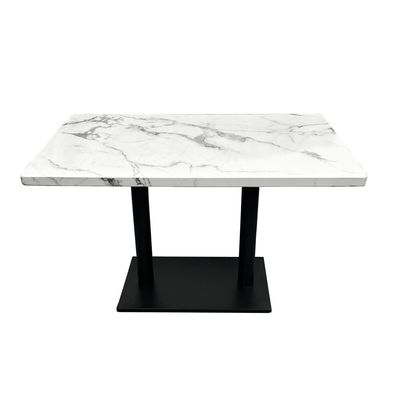 Maple Home Dining Table Granite Body Marble Patten Metal Base Kitchen Dining Restaurant Table  L120xW70xH75 - White