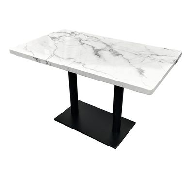 Maple Home Dining Table Granite Body Marble Patten Metal Base Kitchen Dining Restaurant Table  L120xW70xH75 - White