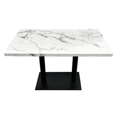 Maple Home Dining Table Granite Body Marble Patten Metal Base Kitchen Dining Restaurant Table  L120xW70xH75 - White