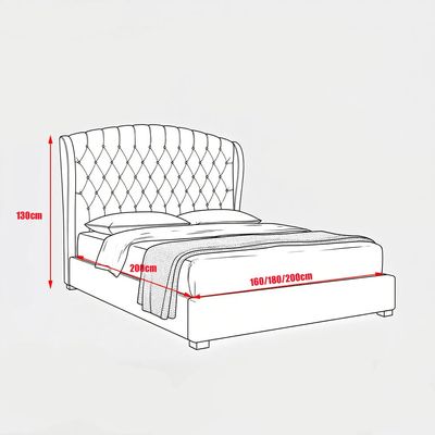 Fabric Upholstered Bed Frame  Classic European Style - Noise-Free Platform Bed, Free Assembly Gray Super King Size 200*200 
