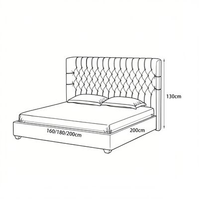 Velvet Upholstered Bed Frame  Classic European Style - Noise-Free Platform Bed, Free Assembly Gray Queen Size 160*200 