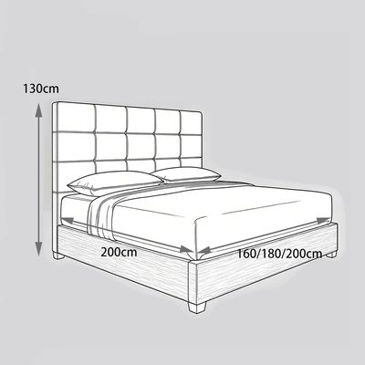 Velvet Upholstered Platform Bed - Minimalist Design Beige Queen Size 160*200 