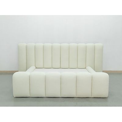 Fleece Upholstered Platform Bed - Wide Backrest Design White Super King Size 200*200 