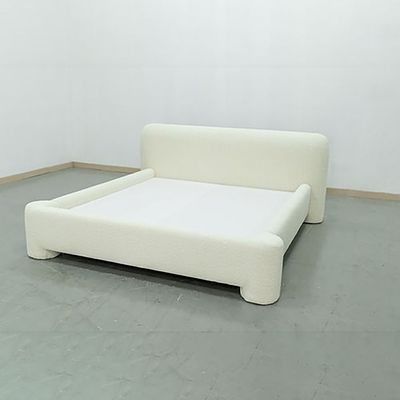Fleece Upholstered Platform Bed - Heavy-Duty Design with Rounded Corners White King Size 180*200 