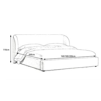 Fleece Upholstered Platform Bed - Enveloping Headboard Design Off White King Size 180*200 