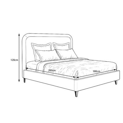 King Size Velvet Upholstered Platform Bed - Minimalist Style  Brown 